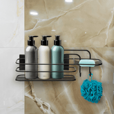 Porta Shampoo Com Saboneteira Dupla Face 3M Preto - Ela Decora